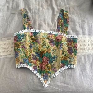 Lace detail floral top